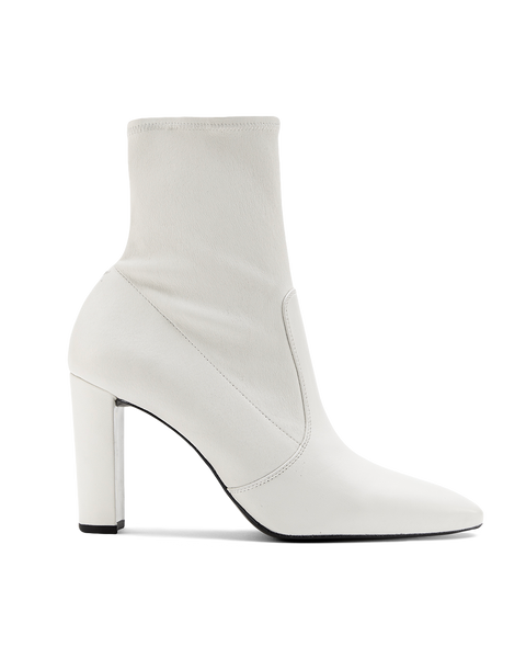 Selena Block Heel Ankle Boots with Zip Detail in Cream | ikrush
