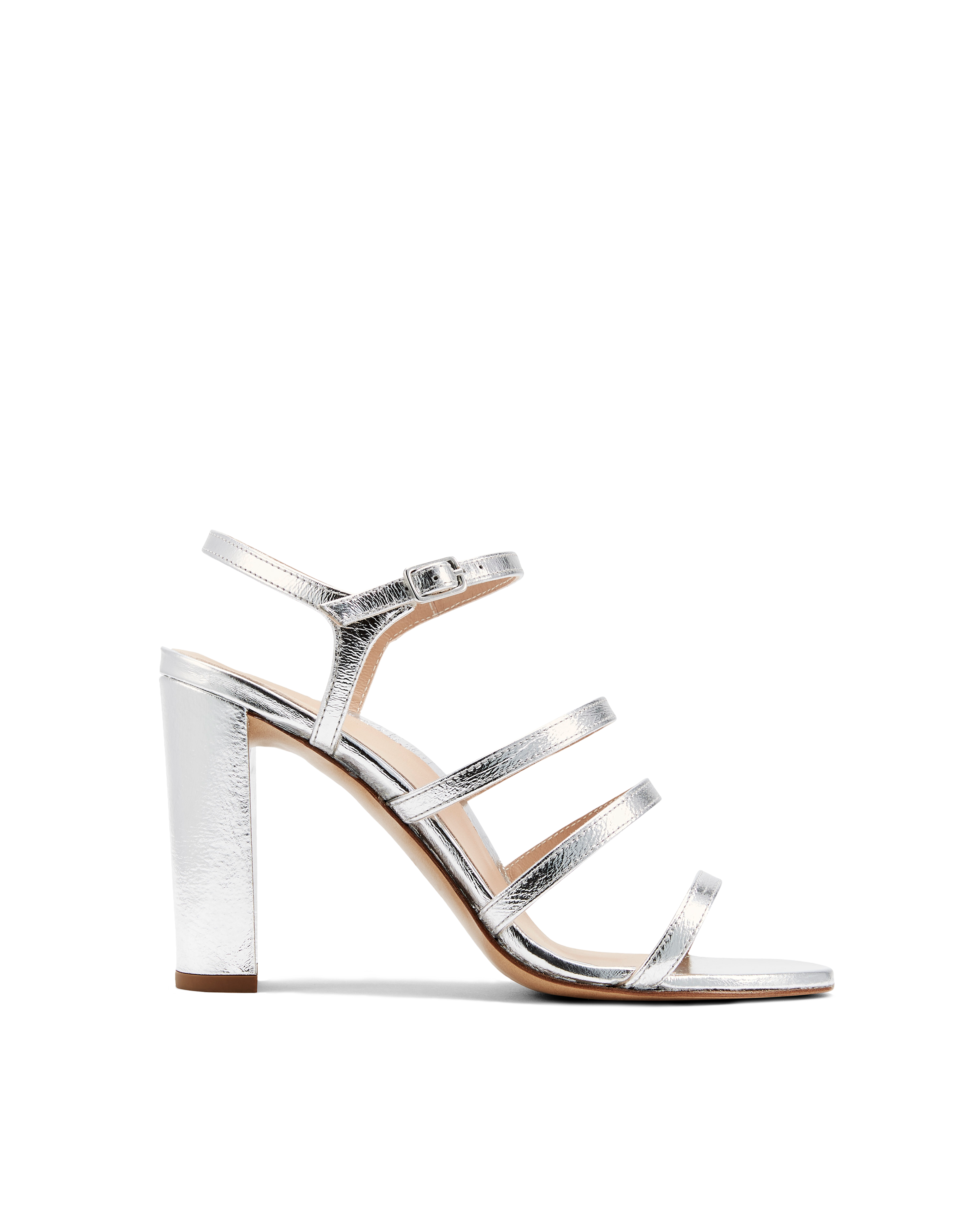 Silver Silver Shiny Block Heel Sandals | Azazie