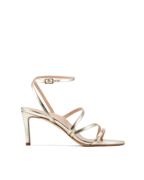 INEZ - Comfortable High Heels - Sofia: Gold Metallic Leather Sandals
