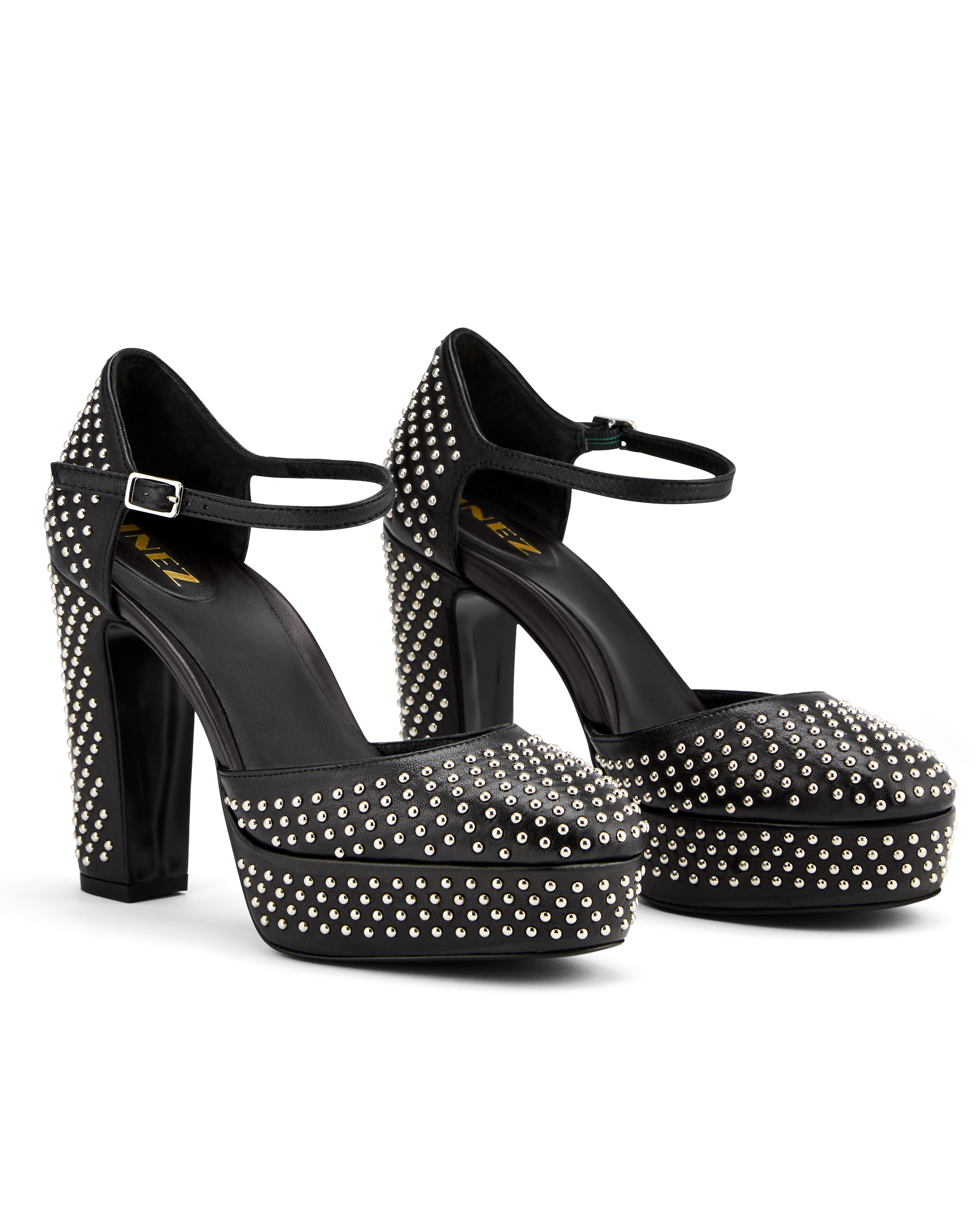 Vada: Black Nappa with Micro Studs