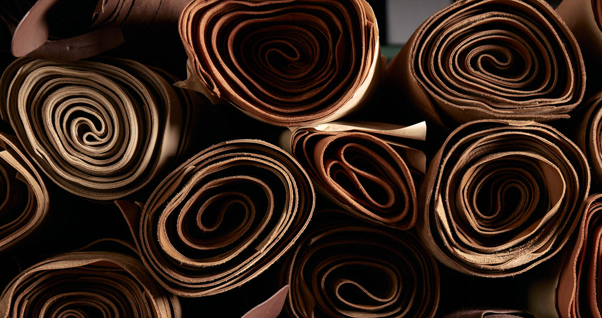 Rolls of leather in the Inez workshop